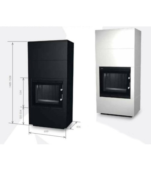 Insert de cheminée 60 BU meuble blanc 1+2  57x180 CM 4-6 kW