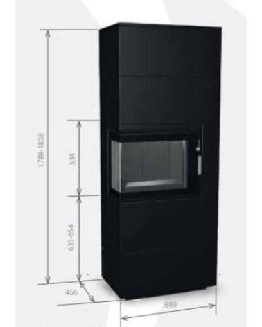 Insert de cheminée 60 BCG L meuble noir 2+2 70x180 CM 4-6 kW