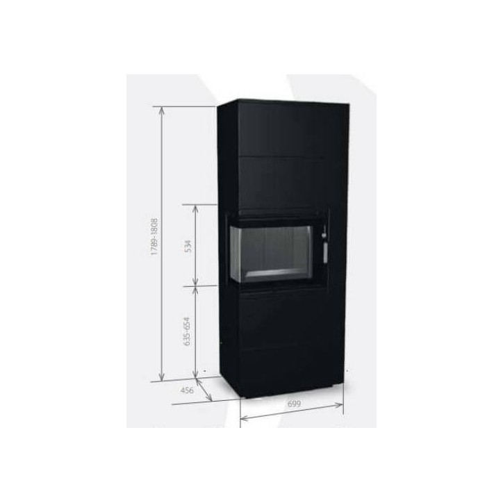 Insert de cheminée 60 BCG L meuble noir 2+2  70x180 CM 4-6 kW