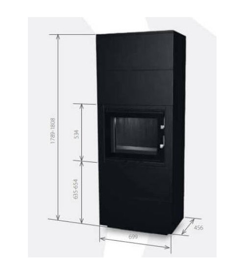 Insert de cheminée 60 B meuble noir 2+2  70x179 CM 4-6 kW
