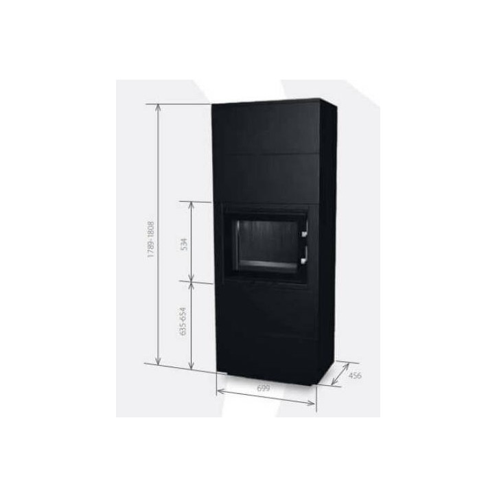 Insert de cheminée 60 B meuble noir 2+2  70x179 CM 4-6 kW