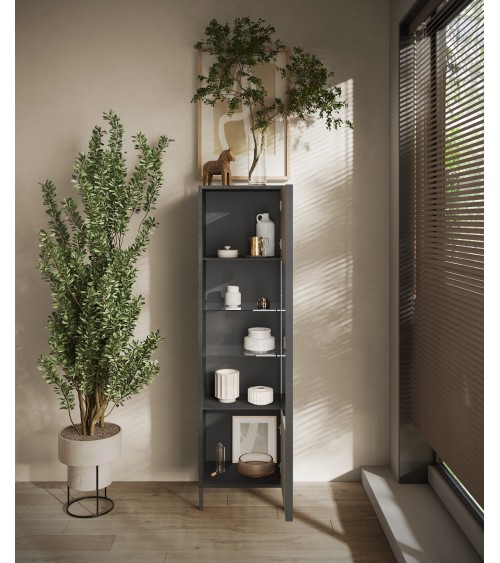 Vitrine ETNA 55 cm Lave, argile et chêne mercure