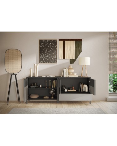 Buffet ETNA 206 cm Plomb, gypse et ardoise 4 portes et un tiroir