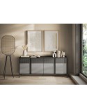 Buffet ETNA 206 cm Plomb, gypse et ardoise 4 portes