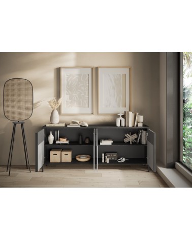 Buffet ETNA 206 cm Plomb, gypse et ardoise 4 portes