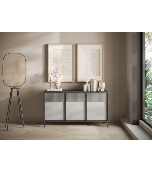 Buffet ETNA 156 cm Plomb, gypse et ardoise 3 portes