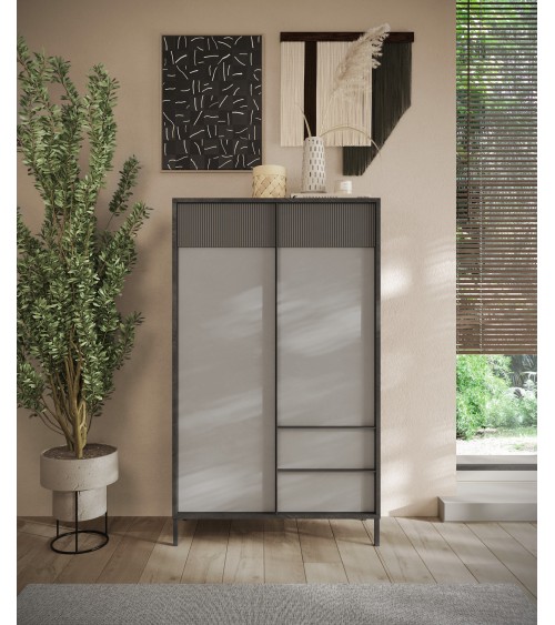 Commode ETNA  106 cm Plomb, gypse et ardoise 2 portes et 2 tiroirs