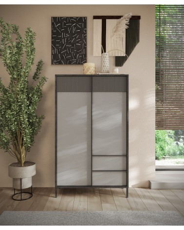 Commode ETNA  106 cm Plomb, gypse et ardoise 2 portes et 2 tiroirs