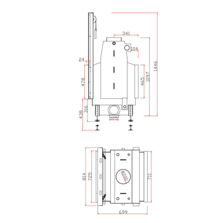 INSERT CHEMINÉE TUNNEL PORTE GUILLOTINE NEMO 4 DUO chauffage central 21/9 kW INSERT CHEMINÉE TUNNEL PORTE GUILLOTINE NEMO 4 DUO chauffage central 21/9 kW
