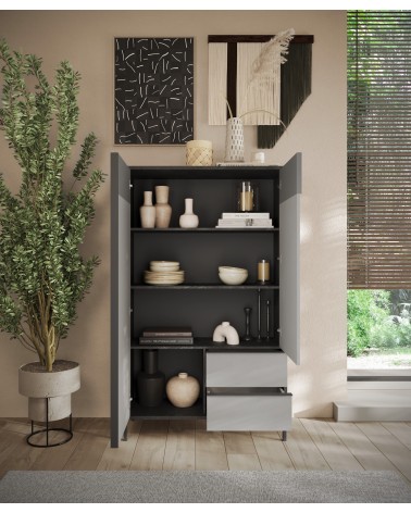 Commode ETNA  106 cm Plomb, gypse et ardoise 2 portes et 2 tiroirs