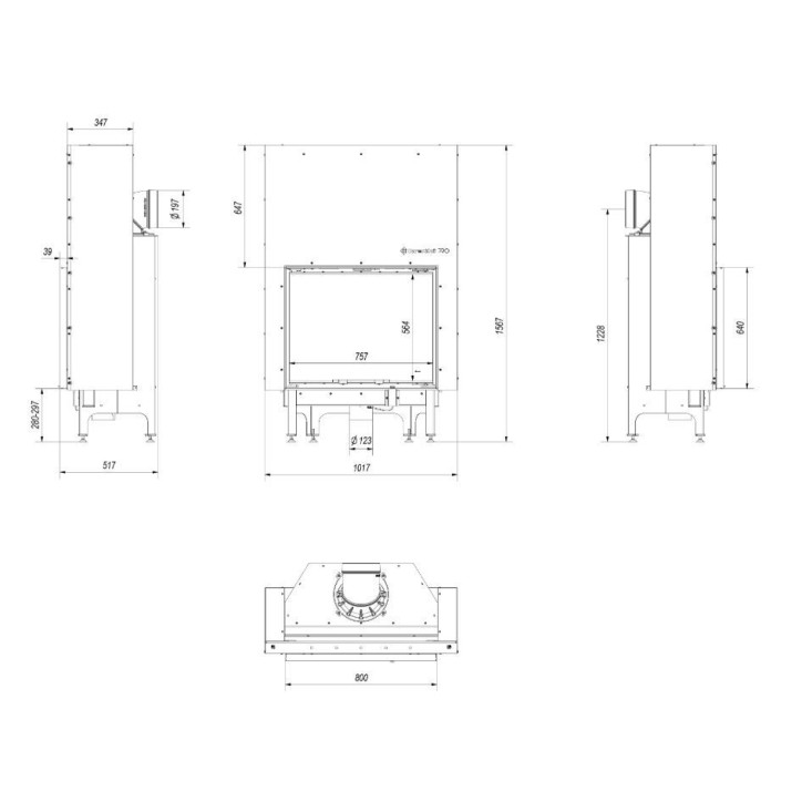 Insert cheminées à bois NADINE porte guillotine 16.5 kW