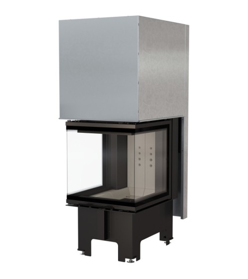 Insert cheminée à bois 3 côtés vitrées, Porte guillotine, 10 kW NOLWENN