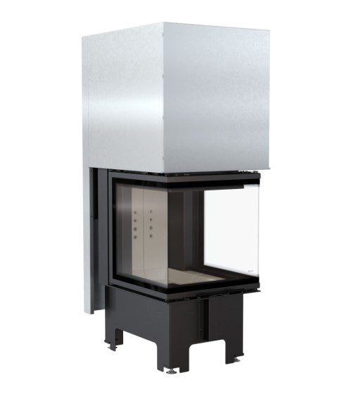 Insert cheminée à bois 3 côtés vitrées, Porte guillotine, 10 kW NOLWENN