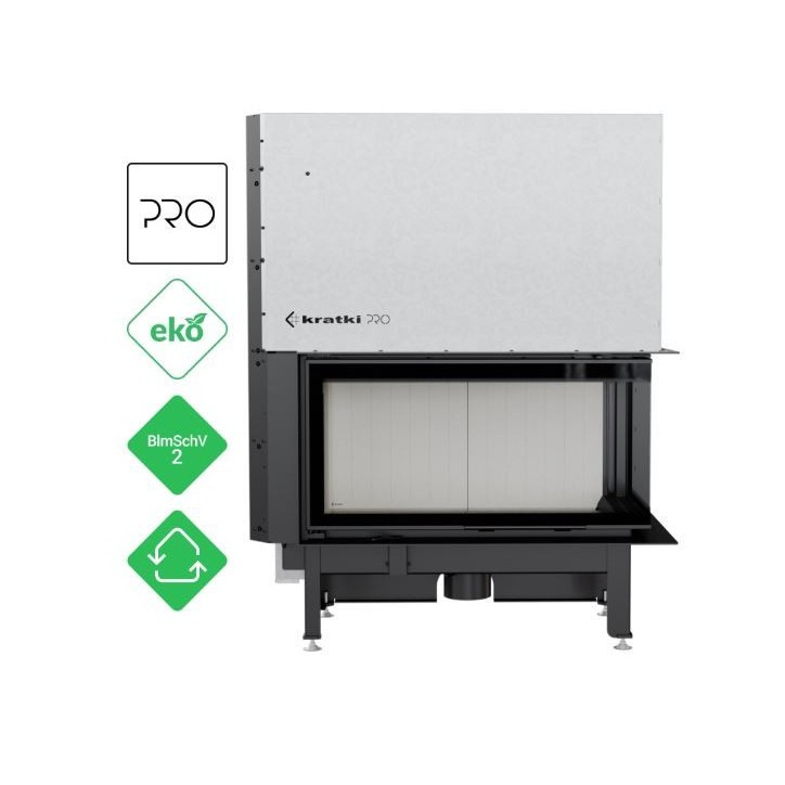 Insert cheminées à bois NADINE BS porte guillotine 2 côtés vitrés, version Droite 17 kW