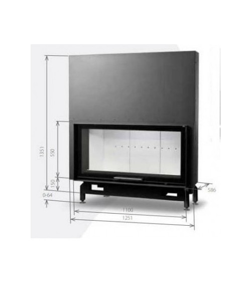 Insert cheminées à bois MB 130CM porte guillotine 21 kW + 4 bouches récupération de chaleur