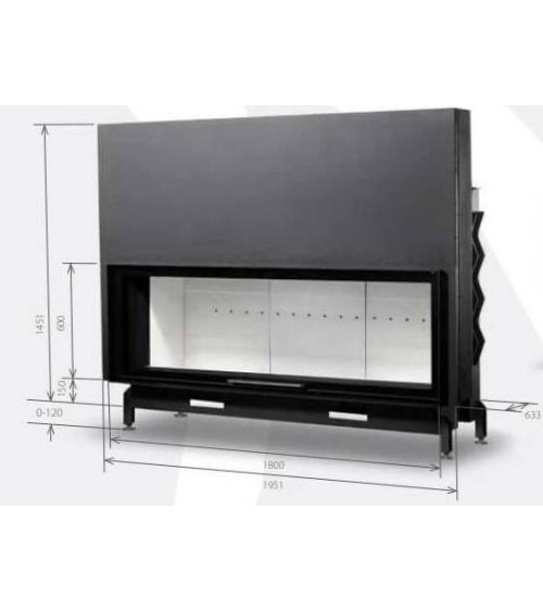 Insert cheminées à bois  200 EVO LD porte guillotine 22 kW + 8 bouches recuperateur de chaleur