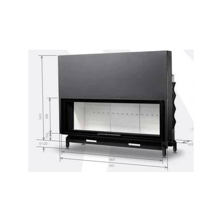 Insert cheminées à bois 200 EVO LD porte guillotine 22 kW + 8 bouches recuperateur de chaleur Insert cheminées à bois 200 EVO LD porte guillotine 22 kW + 8 bouches recuperateur de chaleur