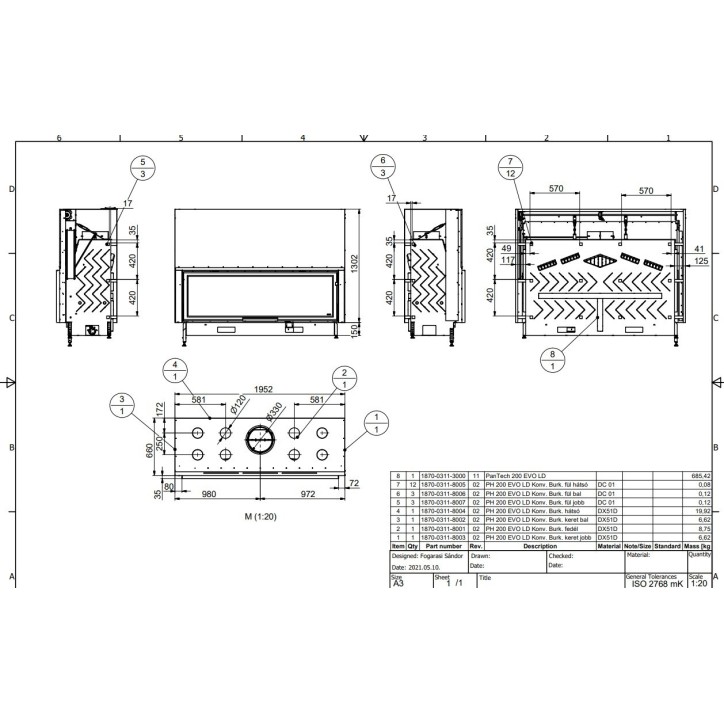 Insert cheminées à bois 200 EVO LD porte guillotine 22 kW + 8 bouches recuperateur de chaleur Insert cheminées à bois 200 EVO LD porte guillotine 22 kW + 8 bouches recuperateur de chaleur