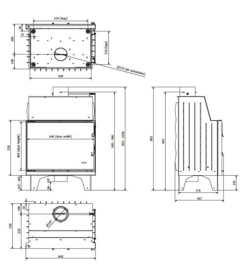 Insert de cheminée 68 B d150 67 CM  8kW
