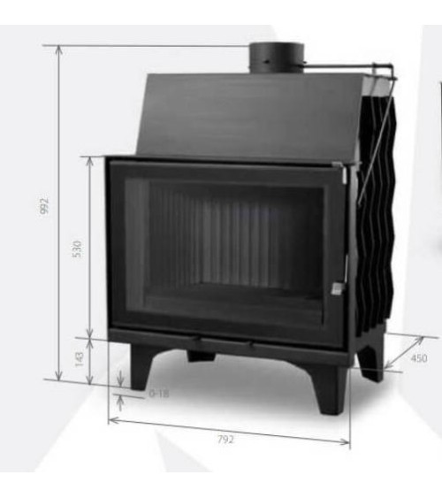 Insert de cheminée 80 CM B d200  10 kW