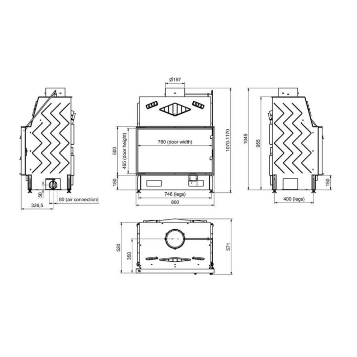Insert de cheminée 80 CM EVO  17kW