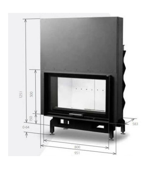 Insert de cheminée 100 EVO LD d200 96 CM  17kW design haut de gamme