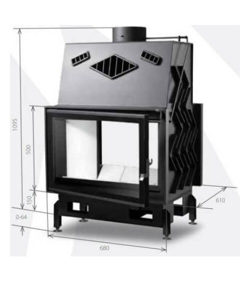 Insert de cheminée 68 CM EVO 2D TUNNEL 13kW