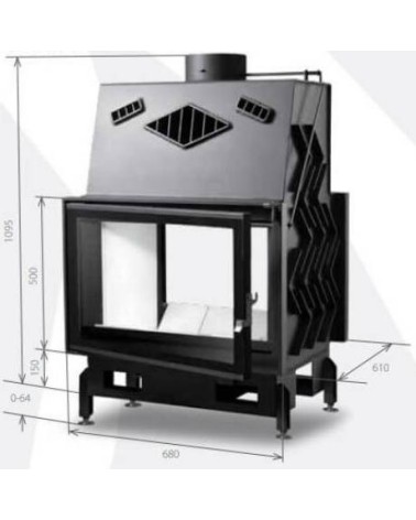 Insert de cheminée 68 CM EVO 2D TUNNEL 13kW