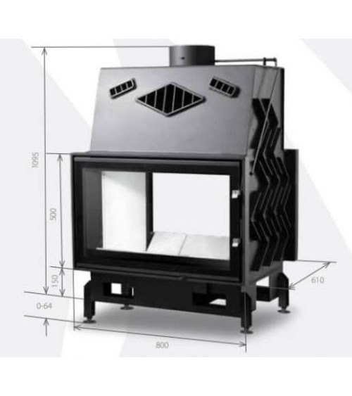 Insert de cheminée 80 CM EVO 2D TUNNEL 17kW