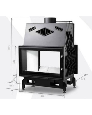 Insert de cheminée 80 CM EVO 2D TUNNEL 17kW