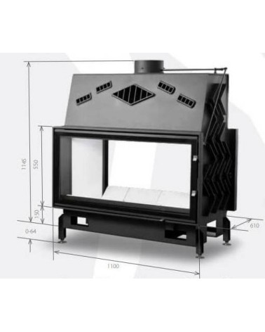 Insert de cheminée 110 CM EVO 2D TUNNEL d200  21kW