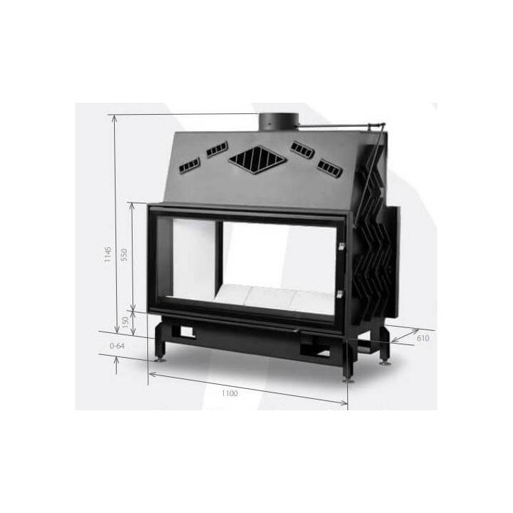 Insert de cheminée 110 CM EVO 2D TUNNEL d200 21kW Insert de cheminée 110 CM EVO 2D TUNNEL d200 21kW