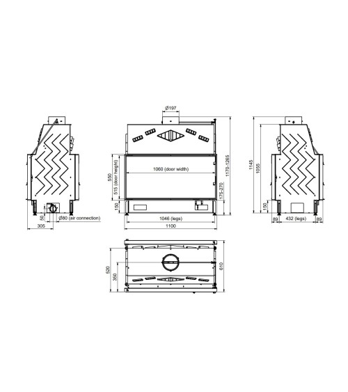 Insert de cheminée 110 CM EVO 2D TUNNEL d200  21kW