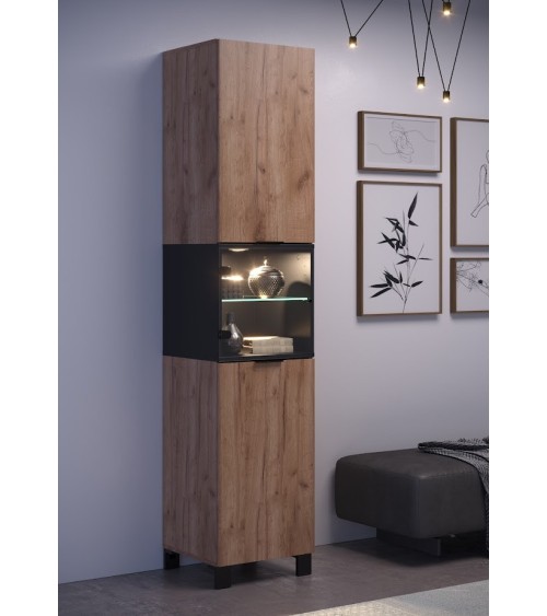 Salon complet KYOTO : table basse, meuble TV, vitrine, commode haute, (buffet)