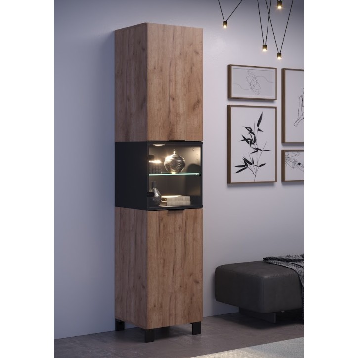 Salon complet KYOTO : table basse, meuble TV, vitrine, commode haute, (buffet)