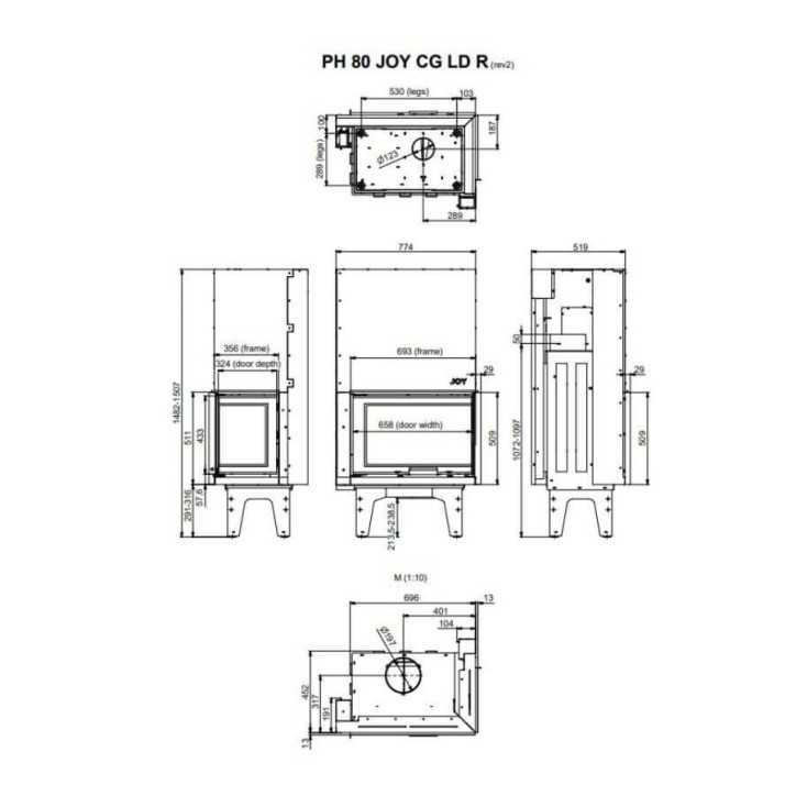Insert de cheminée 80 JOY CG LD R d200 78 CM 7kW porte relevable Insert de cheminée 80 JOY CG LD R d200 78 CM 7kW porte relevable