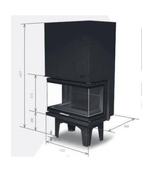 Insert de cheminée 80 JOY U LD d200 74 CM   7kW porte relevable