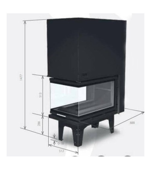 Insert de cheminée 80 JOY V LD d200 52 CM 7kW porte relevable