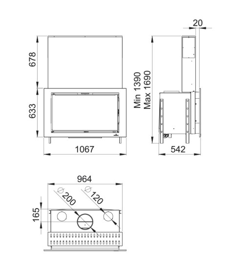 Insert bois porte relevable PARIS 90V‐G 15kW