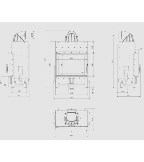Insert cheminée FLOKI 8Kw vitre à droite