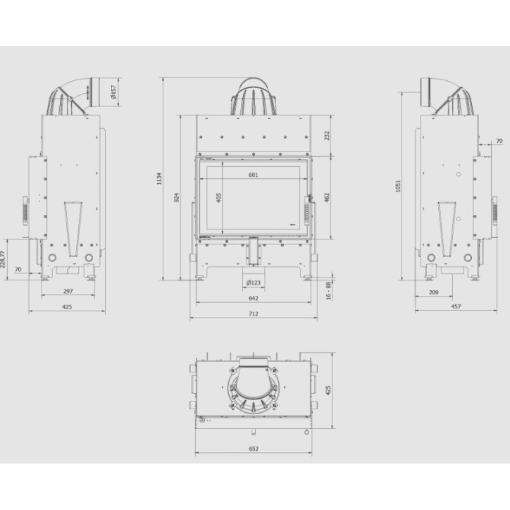 Insert cheminée FLOKI 8Kw vitre à droite