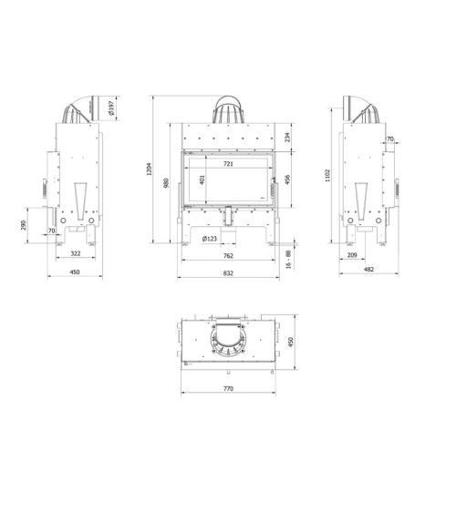 Insert cheminée FLOKI 10 Kw face avant