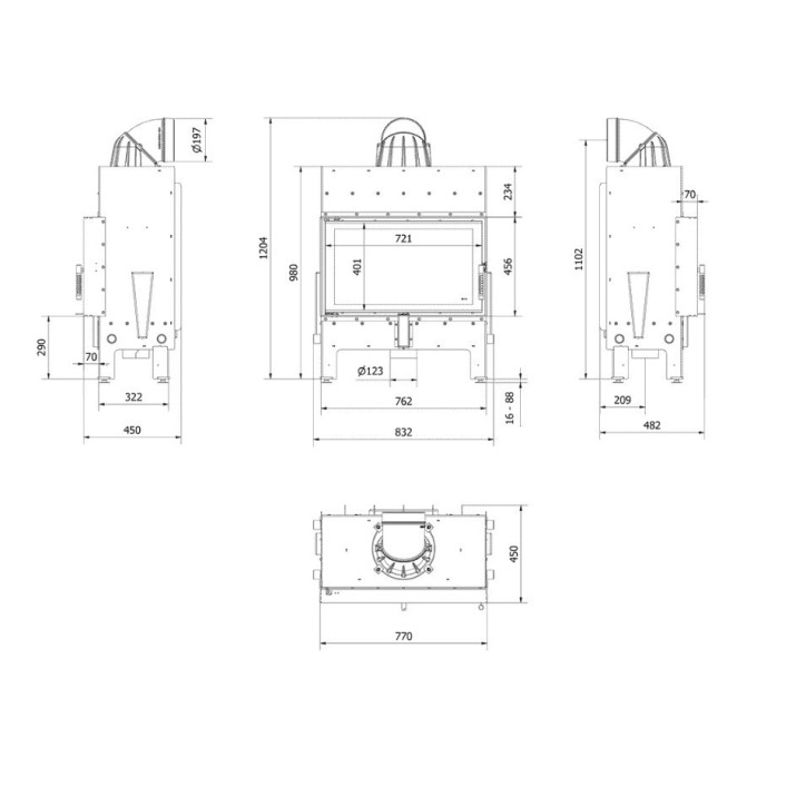 Insert cheminée FLOKI 10 Kw face avant
