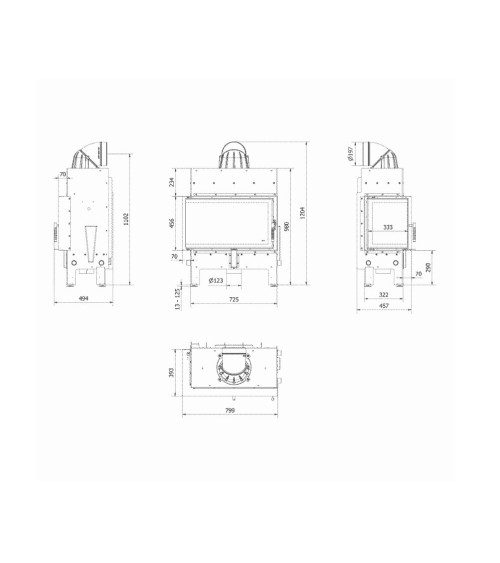 Insert cheminée FLOKI 10Kw vitre à gauche