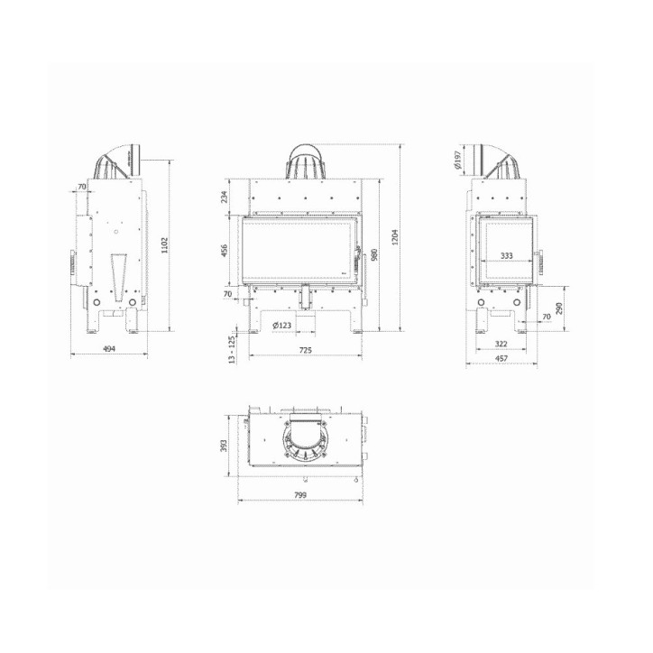 Insert cheminée FLOKI 10Kw vitre à gauche
