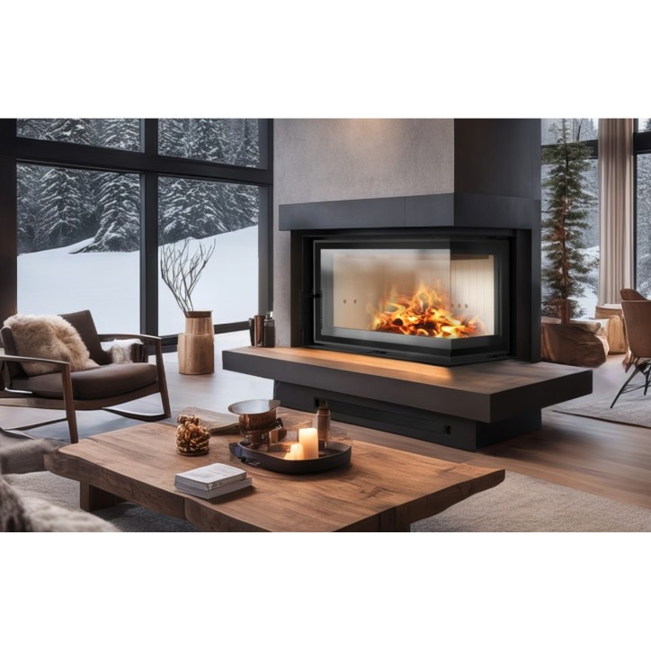 Insert cheminée FLOKI 12Kw vitre à droite