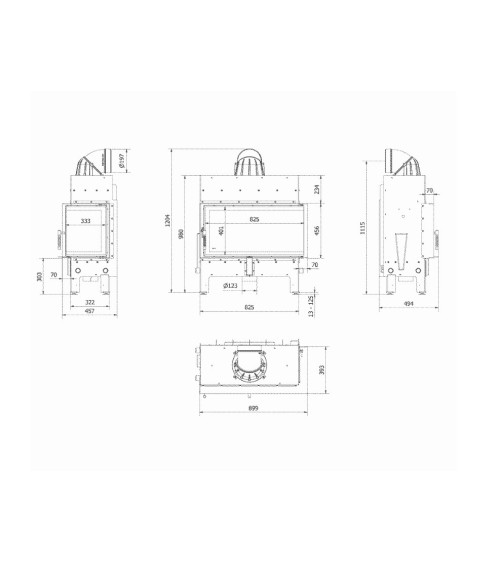Insert cheminée FLOKI 12Kw vitre à droite