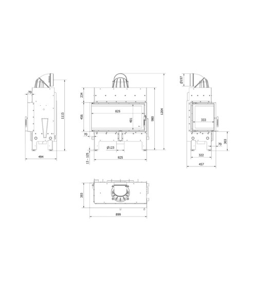 Insert cheminée FLOKI 12Kw vitre à gauche