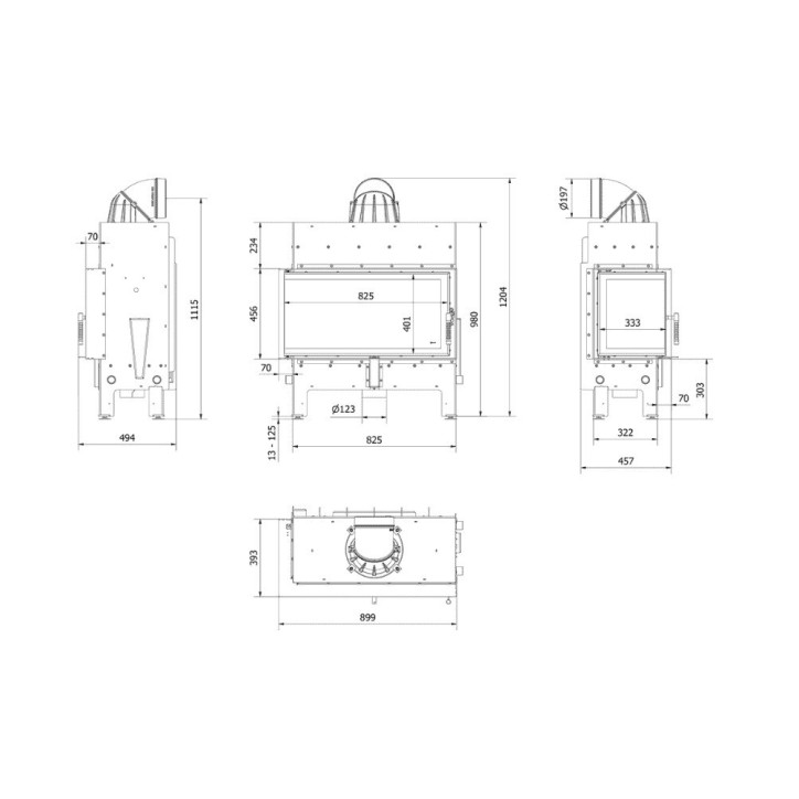 Insert cheminée FLOKI 12Kw vitre à gauche Insert cheminée FLOKI 12Kw vitre à gauche