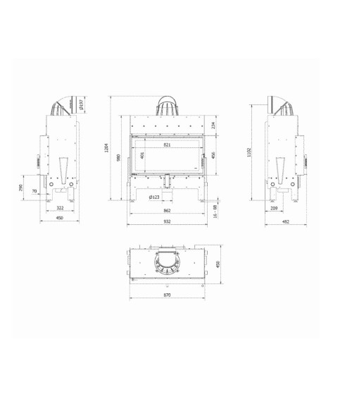 Insert cheminée FLOKI 12 Kw face avant